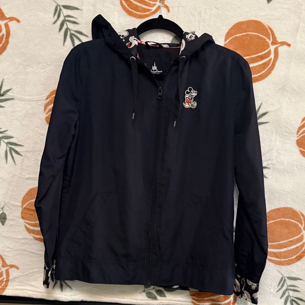 Disney Black Trench Coat with Mickey Mouse Embroidery